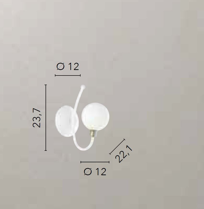 Applique sfera vetro opale struttura metallo bianco e oro 1XG9 non incl. AIDA Applique sfera vetro opale struttura metallo bianco e oro 1XG9 non incl. AIDA